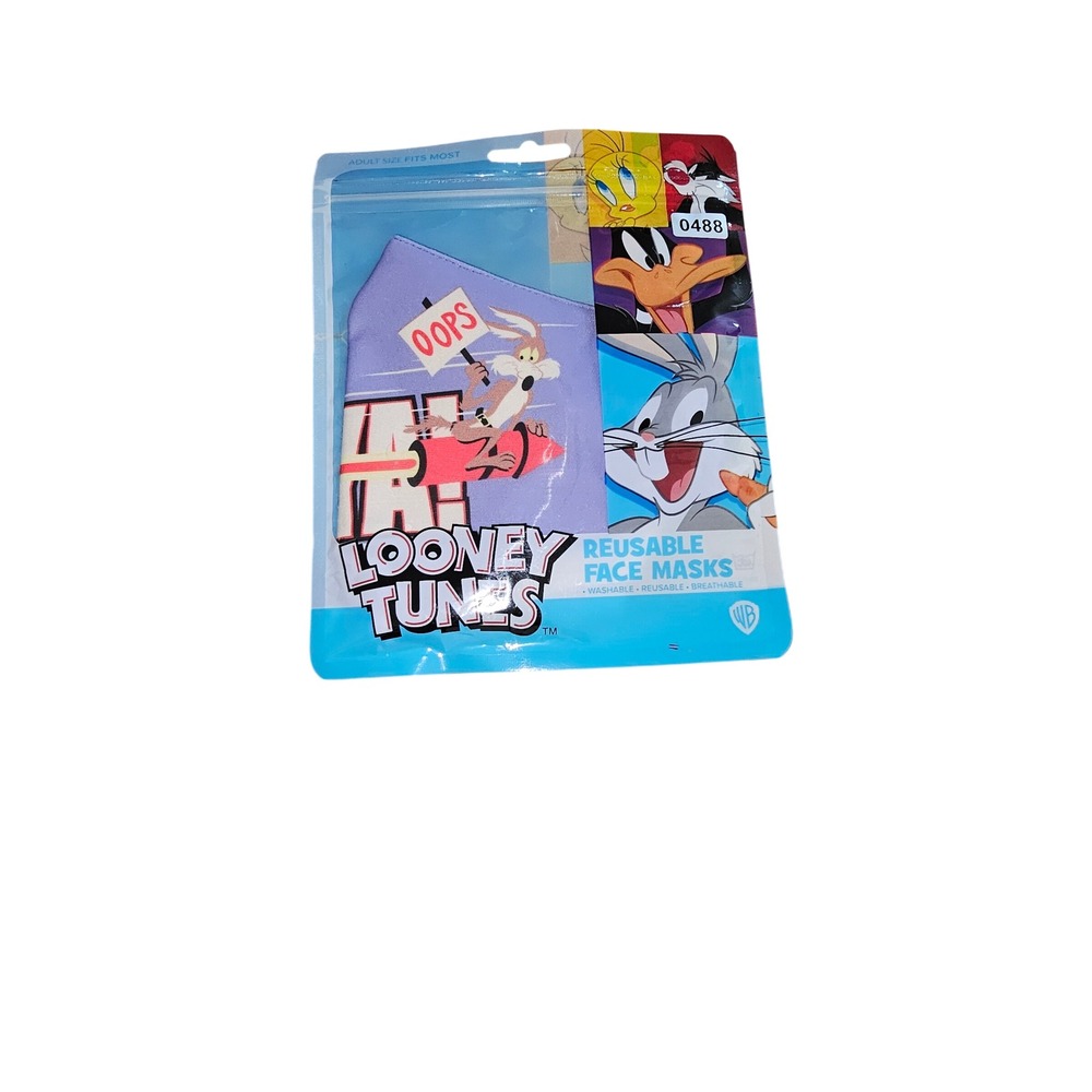 Looney Tunes Reusable Face Masks Adult Bugs Bunny Wile E Coyote 1 Pack NIP #488